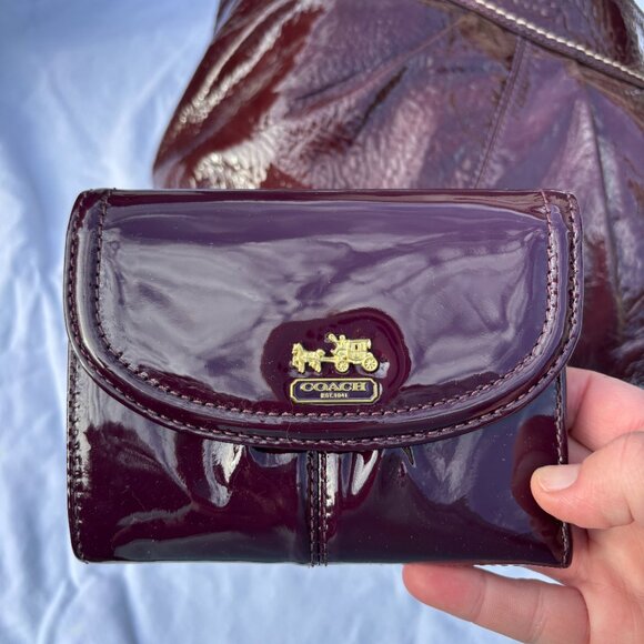 Coach Plum Patent Leather Purse and Matching Wallet #Z19605 - Picture 10 of 12